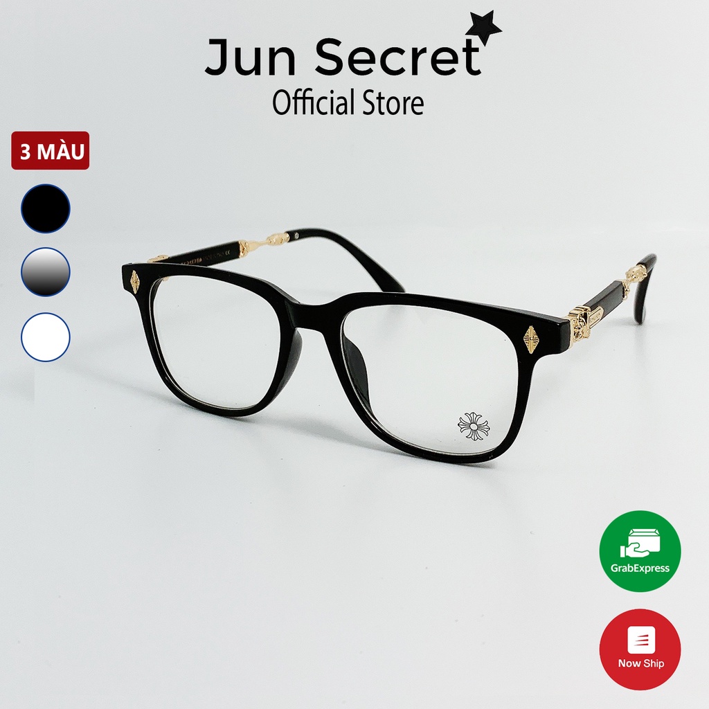Gọng kính cận nam nữ thời trang Jun Secret dáng vuông ôm mặt viền đính kim loại JS22A72
