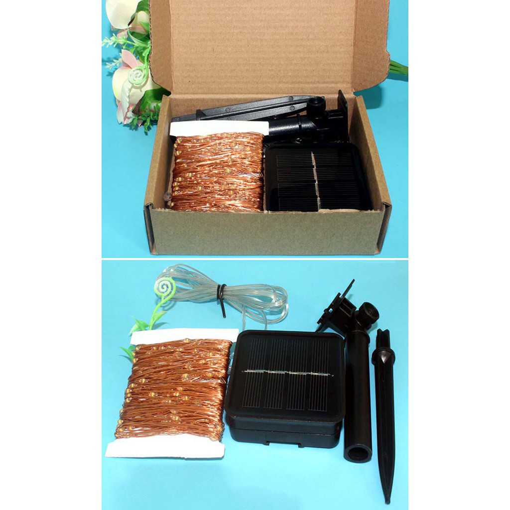 Dây đèn nháy LICER bằng đồng sử dụng năng lượng mặt trời 10m/ 20m 8 chế độ ánh sáng chống thấm nước trang trí đa năng