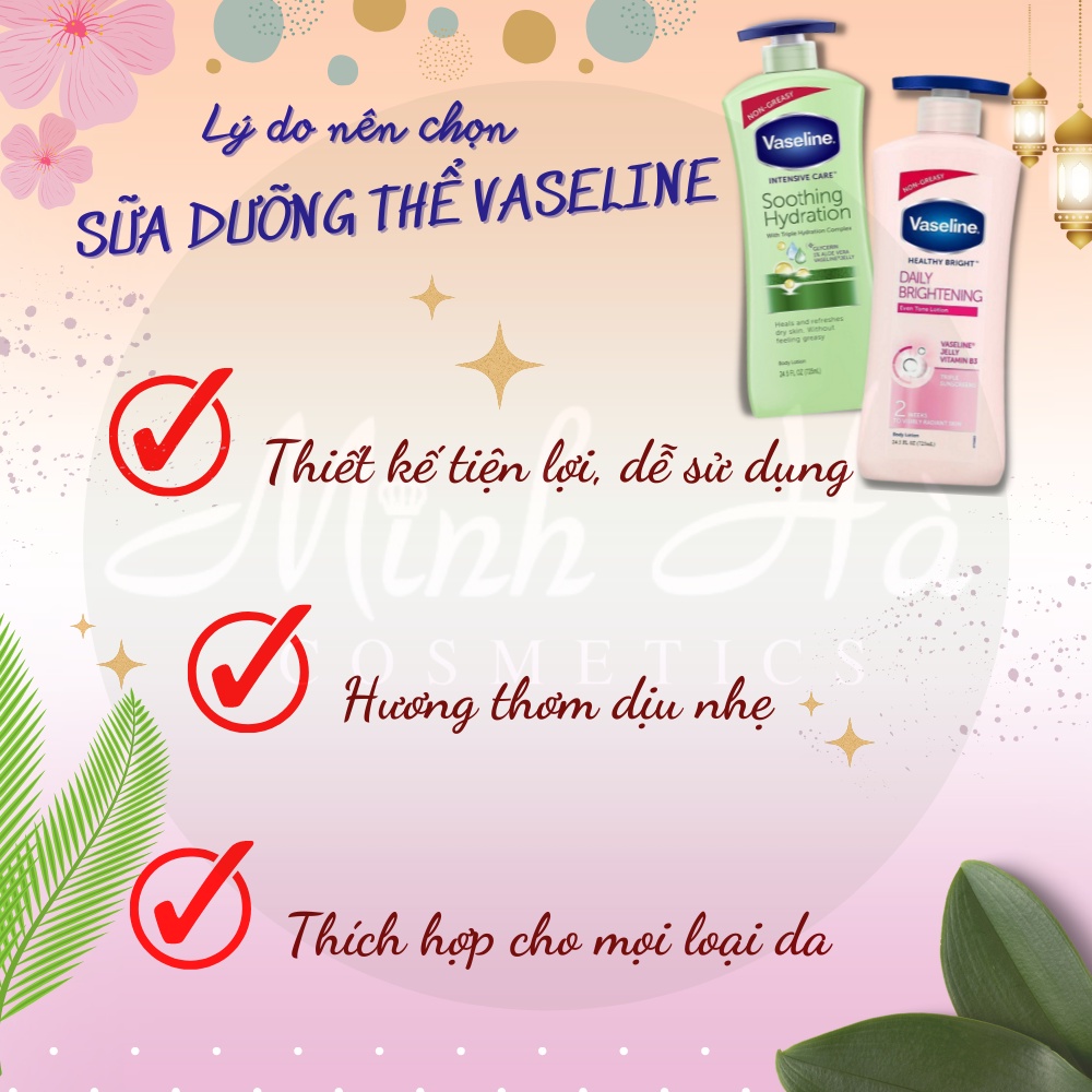 Sữa dưỡng thể Vaseline Healthy Bright Daily Brightening 725ml giúp dưỡng ẩm và làm trắng da