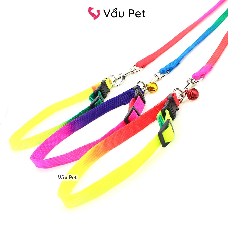 Xích chó mèo 7 màu kèm vòng cổ có chuông - Dây xích cho mèo đi dạo Vẩu Pet Shop