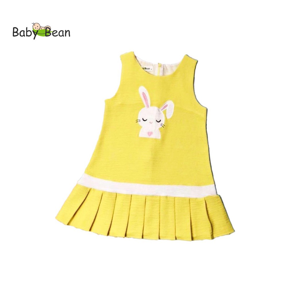 [MÃ THƯƠNG HIỆU YÊU THÍCH Voucher giảm 10%] Đầm Đũi Dập Ly thêu Hình Thỏ Bé Gái BabyBean