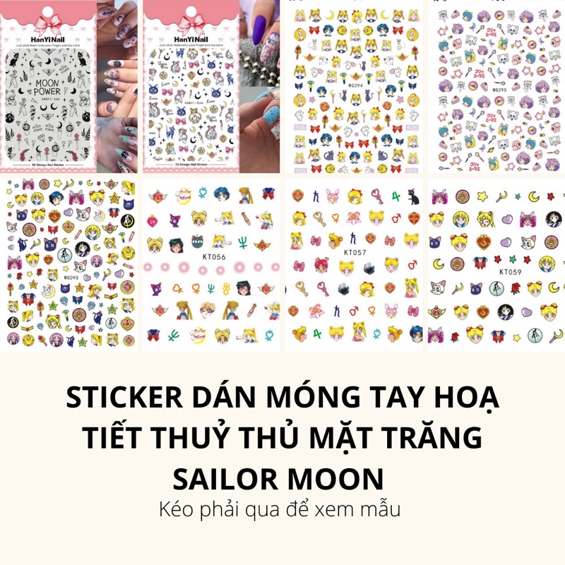 Sticker dán móng tay ,hình dán móng tay thuỷ thủ mặt trăng Sailor Moon trang trí móng tay nghệ thuật nail