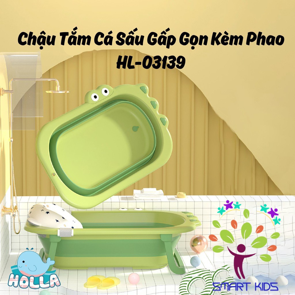 Chậu tắm cá sấu gấp gọn kèm phao Holla