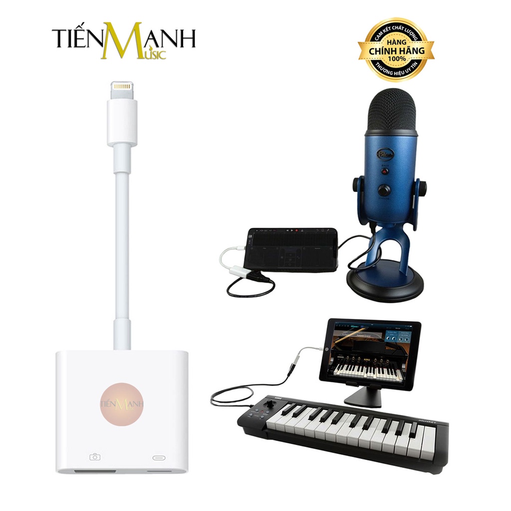 Dây Cáp OTG Kết nối Micro, Đàn Organ, Piano Với iPhone, iPad iOS Lightning to USB 3 Camera Adapter Mic