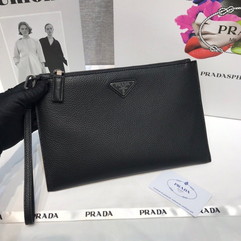 ví Cluth cầm tay nam da thật thời trang cao cấp Prada thiết kế sang trọng màu siêu xinh mẫu mới năm nay
