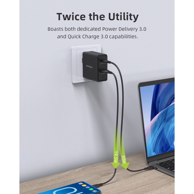 SẠC NHANH IP 13 I 12 I IP@D PRO I MB INNOSTYLE GOMAX PD 49.5W (PD20/30W) IC49PD