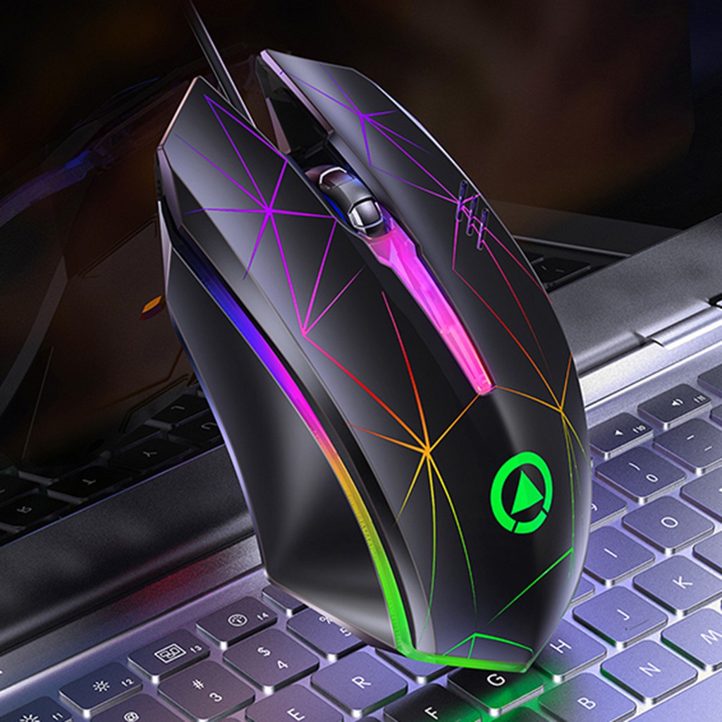 Chuột Gaming Hel + G6 1200 Dpi Có Đèn Led Nhiều Màu Cho Laptop / Máy Tính