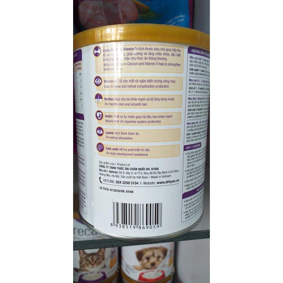 Lon to 400g sữa bột cho mèo precarten