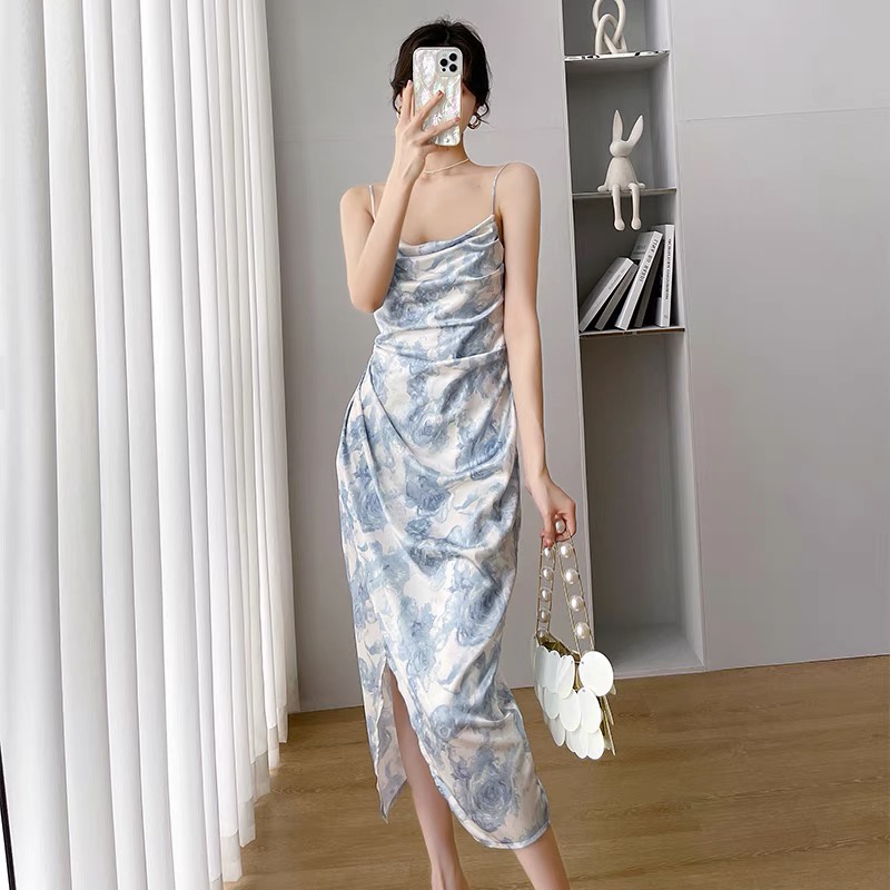Đầm Hai Dây Xẻ Tà Quyến Rũ Thanh Lịch Cho Nữ