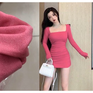Đầm body đan dây lưng tay dài