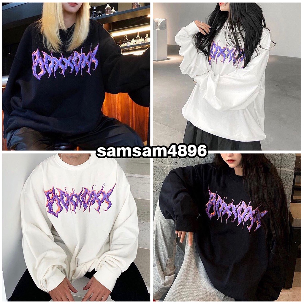 Áo Sweater Unisex Dài Tay Form Rộng In Hình Tia Sét Đa Sắc Siêu Chất
