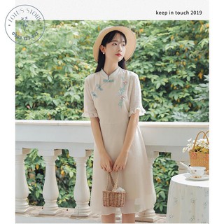 OD - Váy bạn nữ phong cách retro sườn xám cách tân nhẹ nhàng <CT01> Đồ Múa Lotus