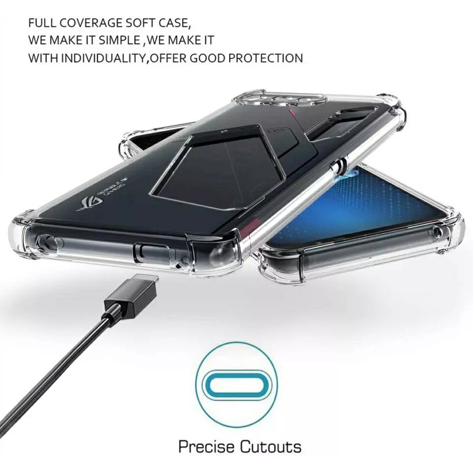 Ốp lưng Rog Phone 5 / 5s / 5 Pro / Rog Phone 6 / 6 Pro / Phone 7 dẻo TPU trong suốt lồi 4 góc cao cấp lâu ố vàng