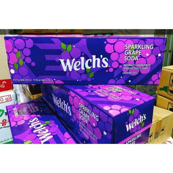 NƯỚC NGỌT CÓ GA WELCH'S HƯƠNG NHO THÙNG 12 LON CỦA MỸ