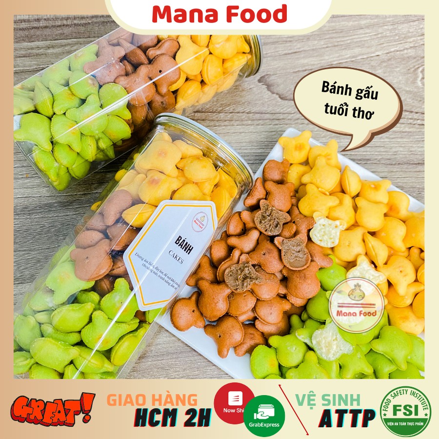 450G Bánh Gấu Mix 3 Vị Mana Food | Bánh gấu chocolate, bánh gấu chùm ngây, bánh gấu vị tuổi thơ