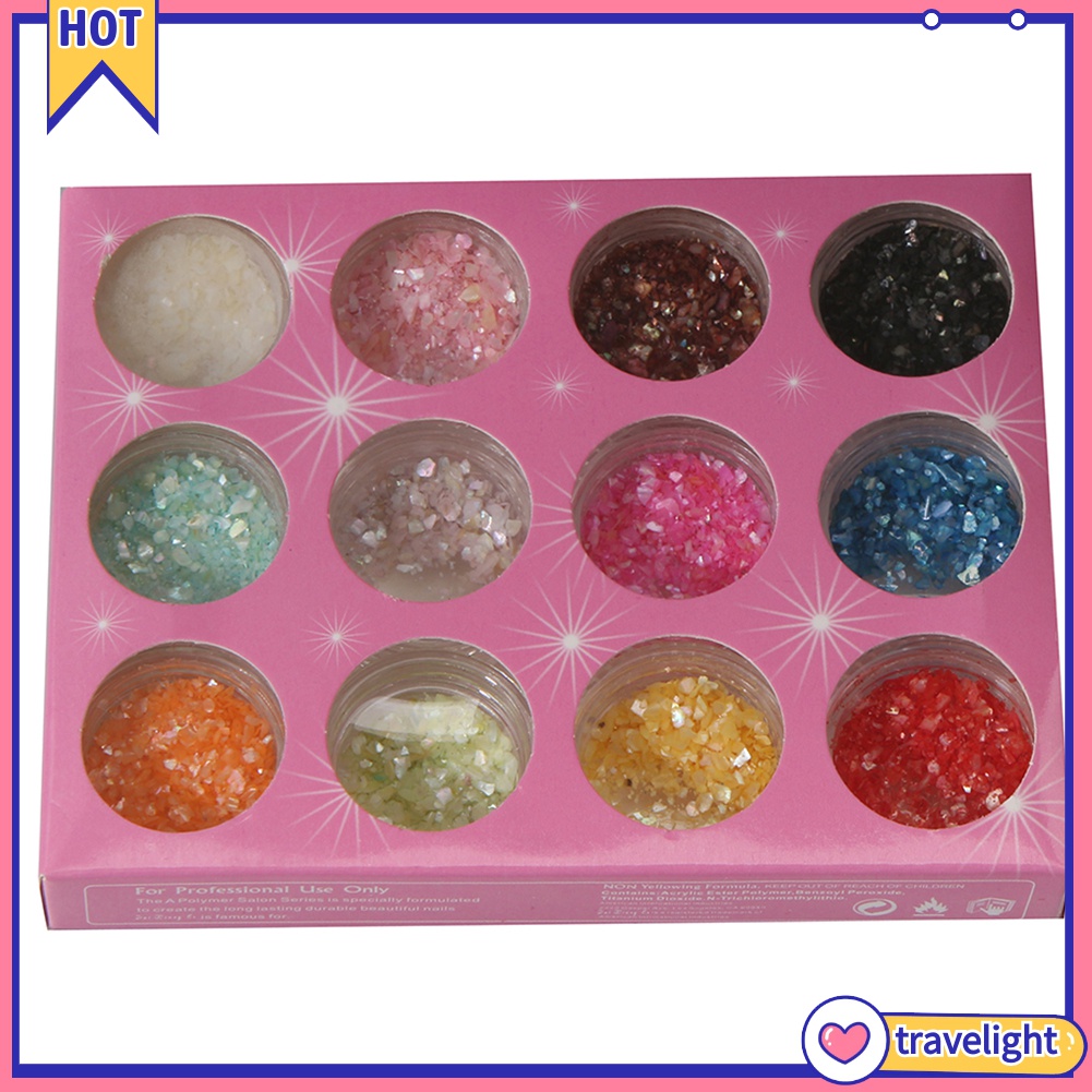 Set 1 Hộp 12 Màu Kim Tuyến Trang Trí Móng Tay