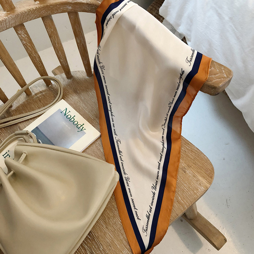 Khăn quàng cổ chất satin có thể dùng buộc túi / buộc tóc đa năng dáng dài in họa tiết thời trang cho nữ