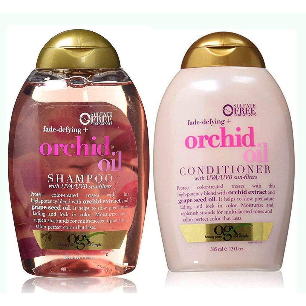 Dầu gội và dầu xả Ogx FadeDefying Orchid Oil 385ml Dành cho tóc nhuộm