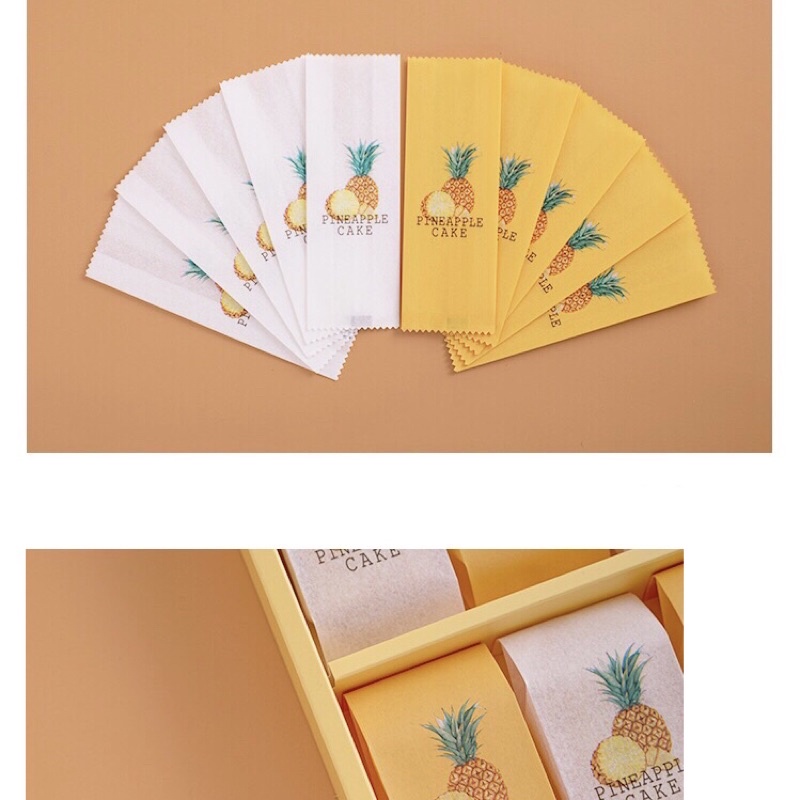 Xấp 50 Túi Giấy Lụa Gói Bánh Dứa Hình Quả Dứa Màu Cam Trắng - KAT Official Store