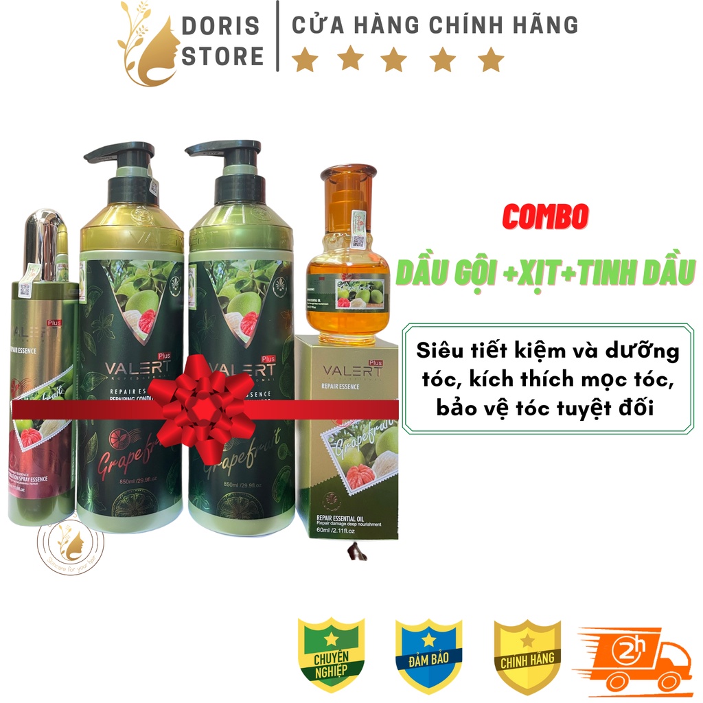 BƯỞI VALERT - CẶP DẦU GỘI DẦU XẢ CHỐNG RỤNG - MỌC TÓC CHIẾT XUẤT TINH CHẤT BƯỞI VALERT 850ML