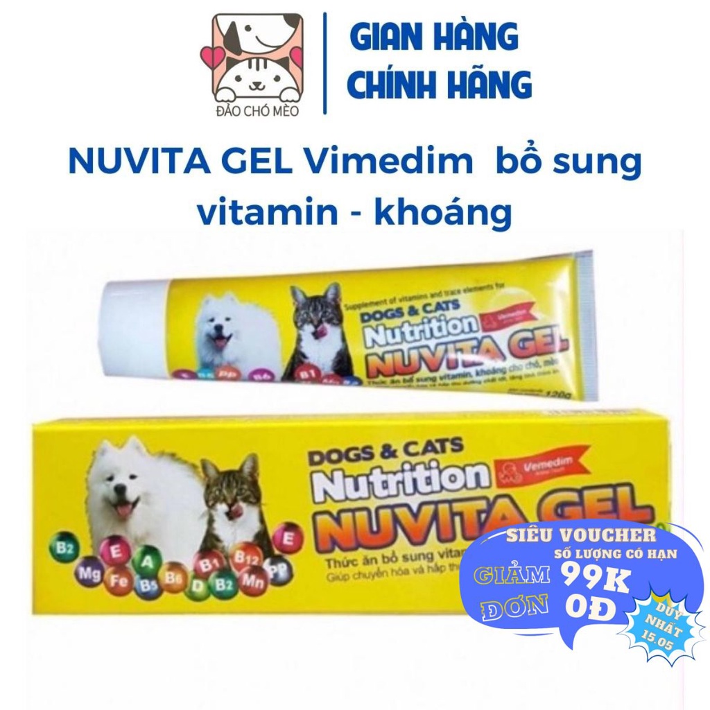 NUVITA GEL Vimedim thức ăn bổ sung vitamin và khoáng chuyên dùng cho chó mèo - daochomeo