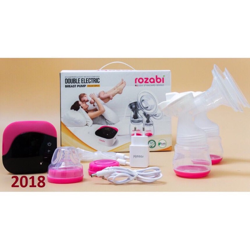 Phụ kiện Máy hút sữa điện đôi Rozabi Deluxe kết hợp 3 chế độ matxa, hút và vắt kiệt