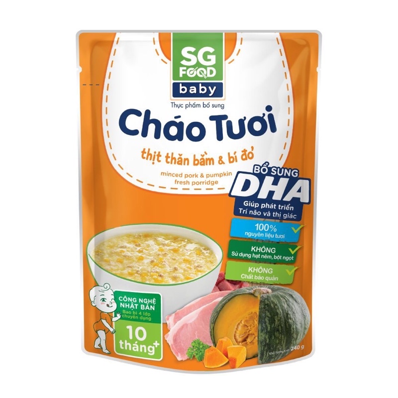 Cháo tươi Sài gòn Food Baby 240 Cho Bé từ 10 Tháng 6 vị