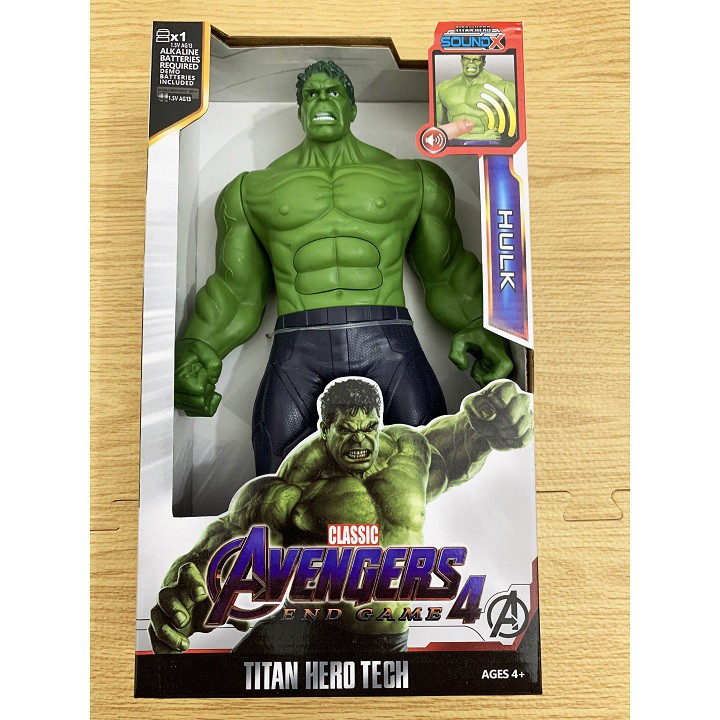 Đồ Chơi Mô Hình Hulk - Người Khổng Lồ Xanh Nhựa Đặc Cao 30cm Có Đèn Led Đỏ Và Phát Nhạc - SUMOSHOP86