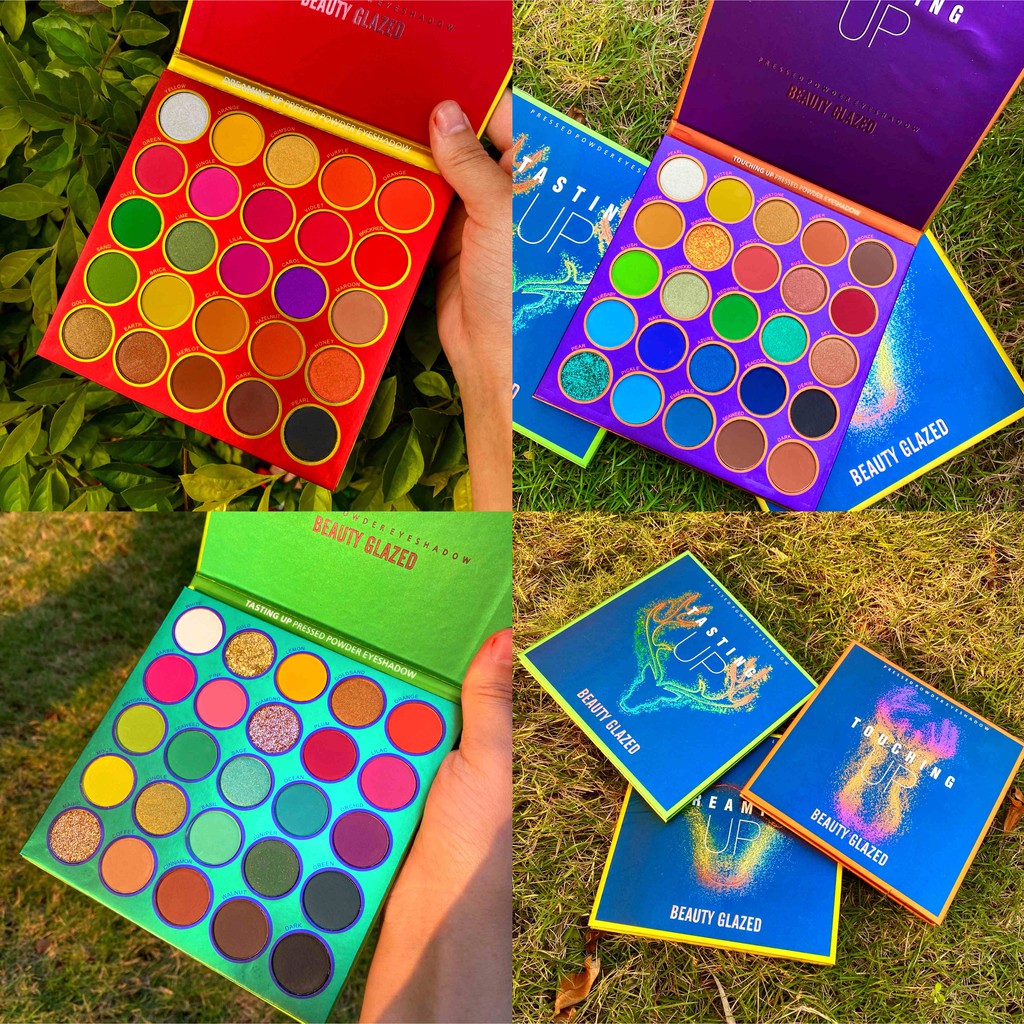 [Hàng mới về] Bảng Phấn Mắt Beauty Glazed 25 Màu Lì Nhũ Trang Điểm Lâu Trôi