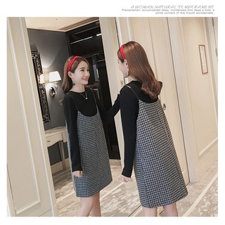 Đầm Bầu Thu Đông :Set Váy Dạ  2 Dây Có Khóa Cho Con Ti