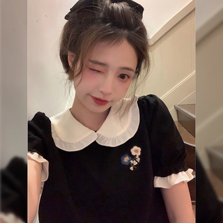 Đầm Tay Ngắn Màu Đen Phong Cách Retro Thời Trang 01029 Cho Nữ