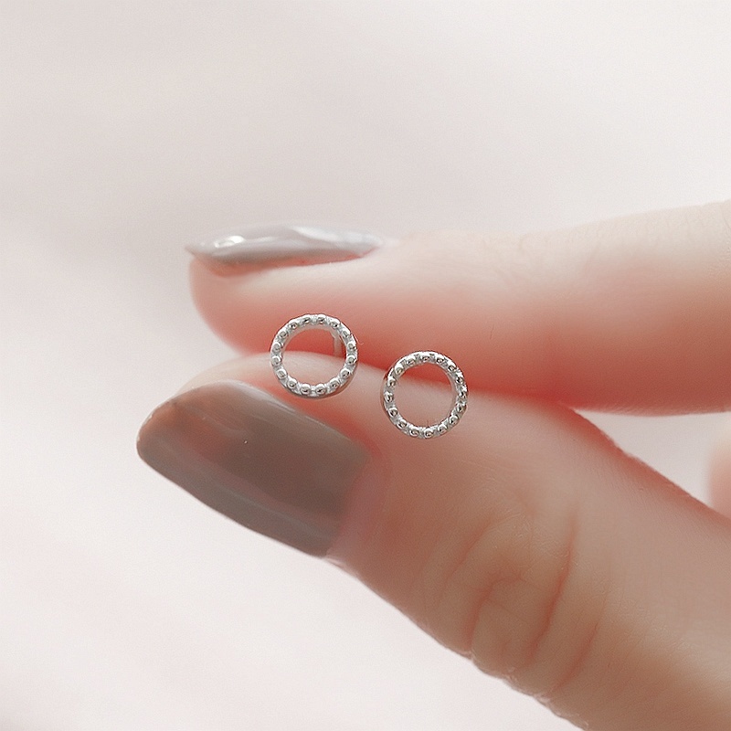 1 Cặp Khuyên Tai Tròn Rỗng Bằng Bạc S925 Nhỏ Nhắn Dành Cho Bạn Nữ