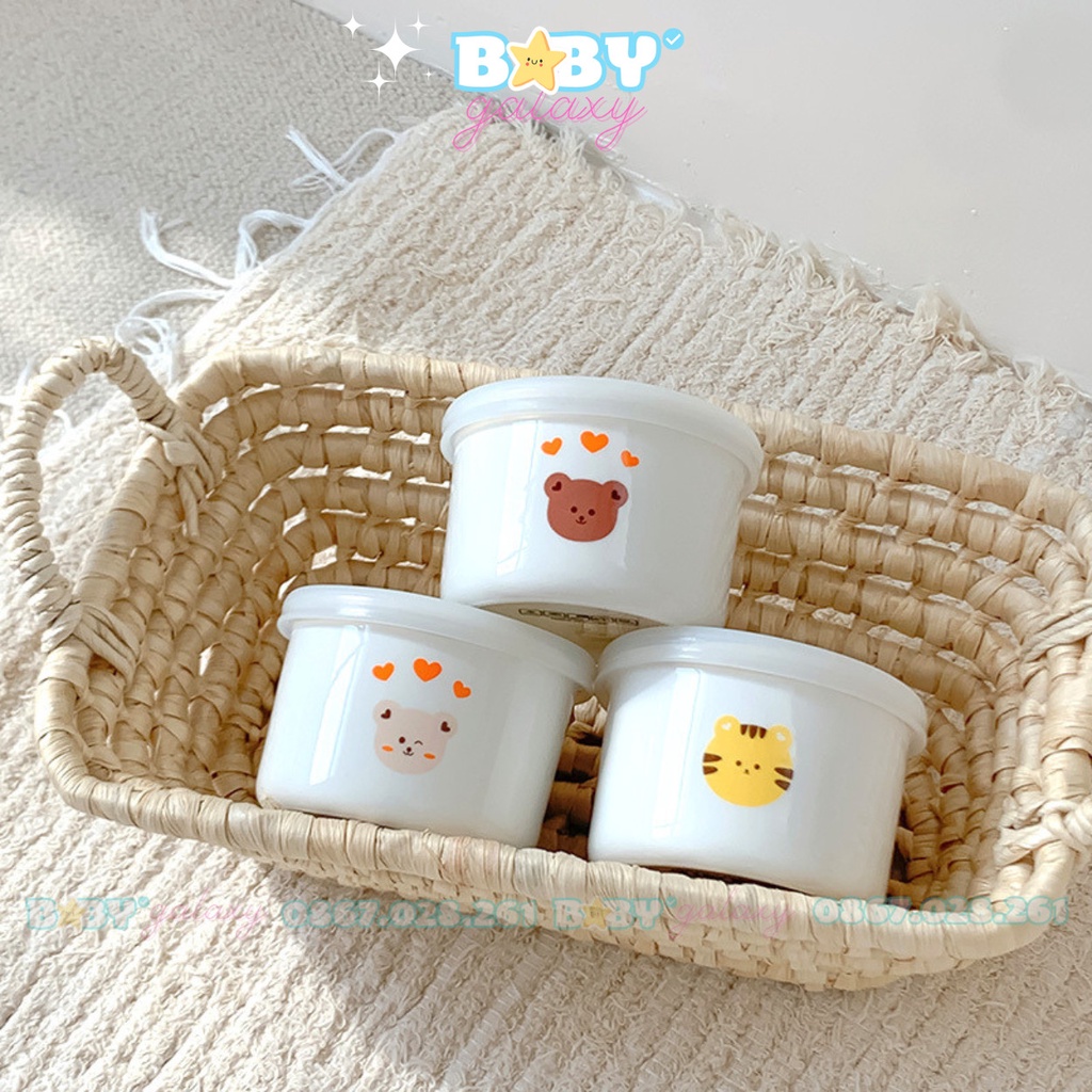 Bát Tô, Hũ Sứ Phong Cách Hàn Quốc, Có Nắp Đậy Silicon Vệ sinh Cho Bé - Baby Galaxy Official