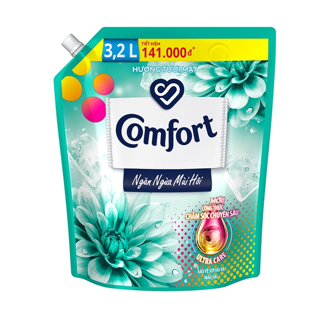 Nước xả làm mềm vải Comfort Chăm sóc Chuyên sâu túi 3.2L