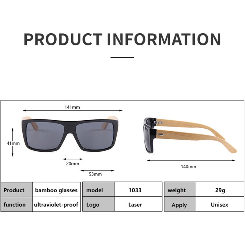 Kính Mát Gọng Vuông Lớn Bằng Gỗ Tre Nhiều Màu Sắc Thời Trang Dành Cho Nam Và Nữ