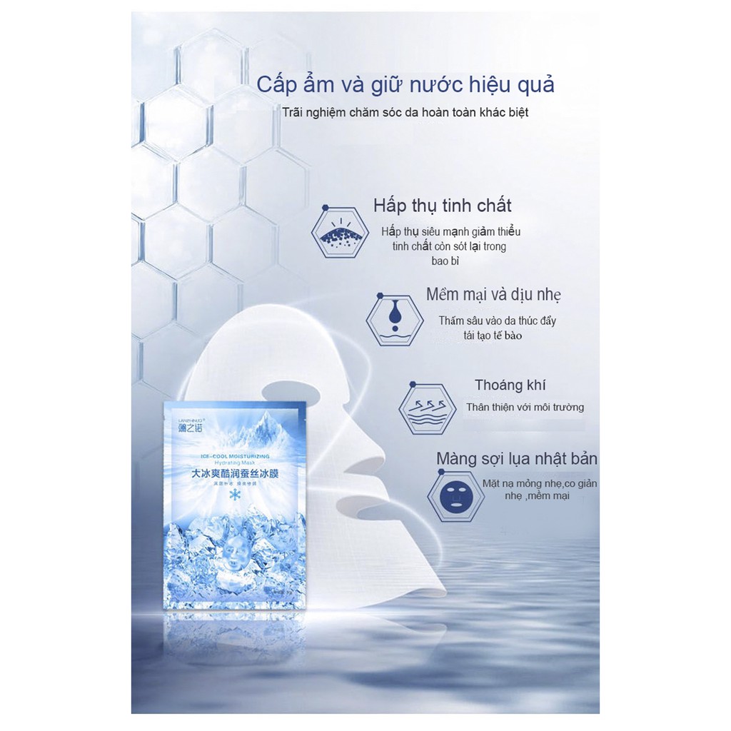 Mặt nạ  ICE-COOL MOISTURIZING Hy drating Mask chăm sóc da, dưỡng da cấp ẩm, sáng da, thải độc tố (1 hộp 10 miếng)