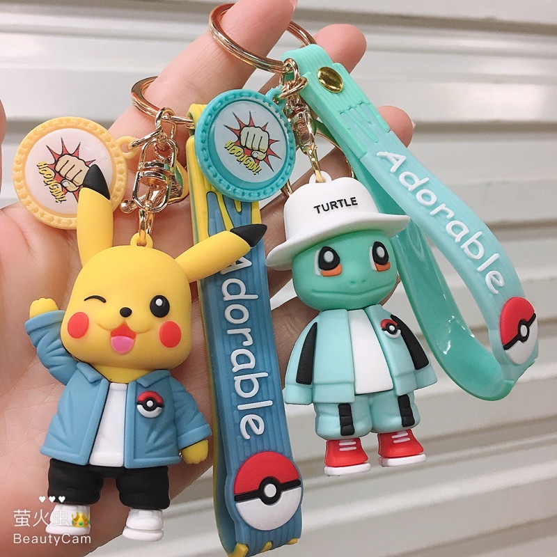 Pokemon PVC Pikachu Keyring Hoạt hình dễ thương Pokemon Keyring