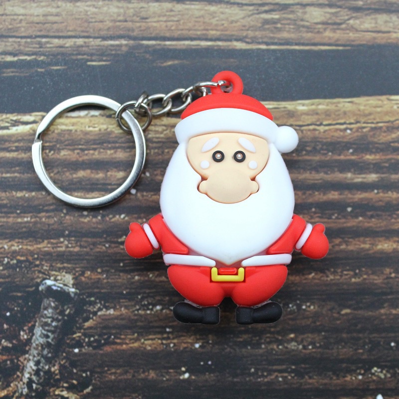 Móc khóa noel giáng sinh 2 mặt dày dễ thương 4cm - Thỏ Hồng