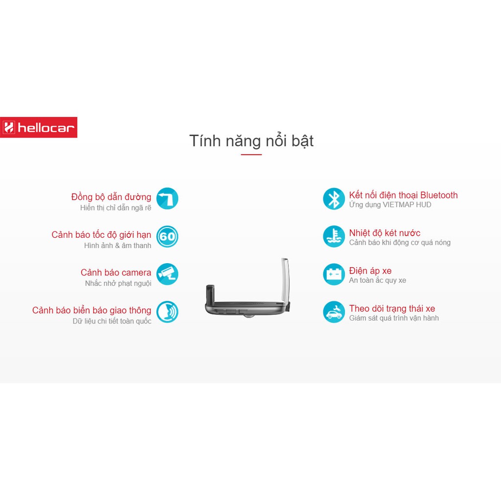 VIETMAP HUD H1N - Cảnh Báo Giao Thông - Màn Hình Hiển Thị Thông Minh