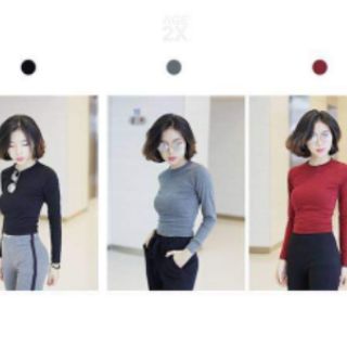 Áo Croptop Tay Dài Màu Đen