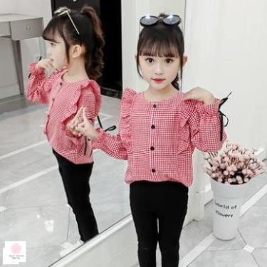 Áo sơ mi bé gái 3 tuổi -12 tuổi ☑️ Áo Sơ Mi Dài Tay Phong cách Hàn Quốc☑️ áo bé gái size đại 25kg, 30kg, 35kg, 40kg, 45k