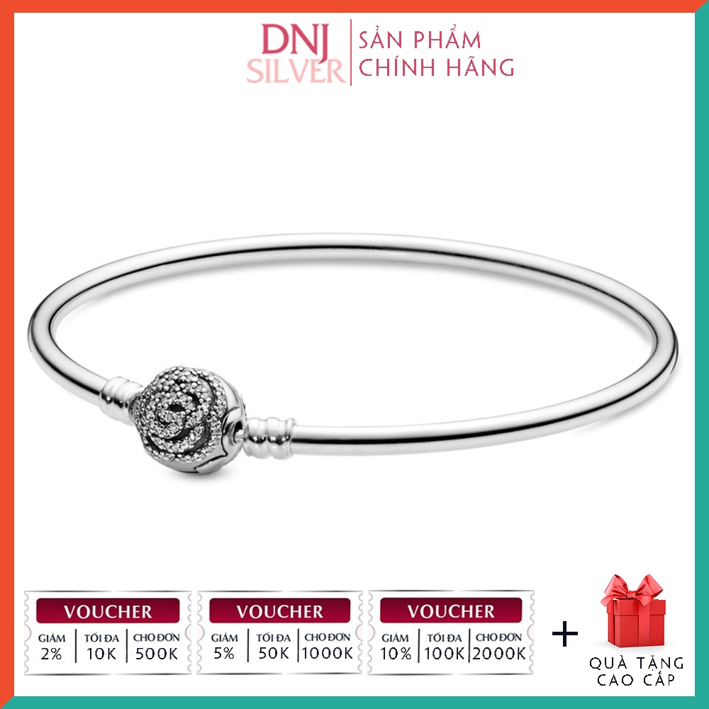 Vòng charm bạc 925 cao cấp - Mẫu vòng Beauty &amp; the Beast Bangle, có thể mix thêm hạt charm vào vòng theo ý thích