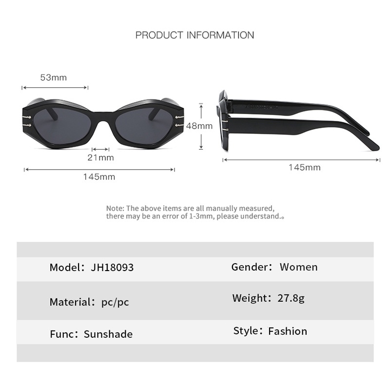 Kính Mát Thời Trang Khung Ngang Mắt Mèo Bằng Kim Loại Kiểu Âu Mỹ Cho Nữ