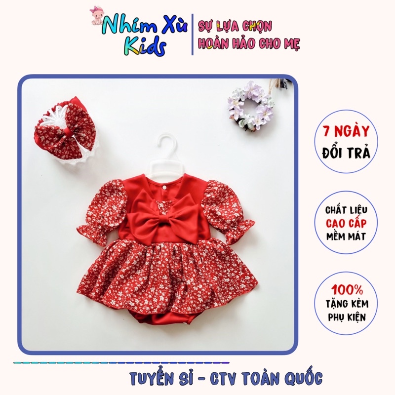 Rực rỡ với body váy nhí đỏ voan Nhật cho bé gái 3 đến 12kg [A046]