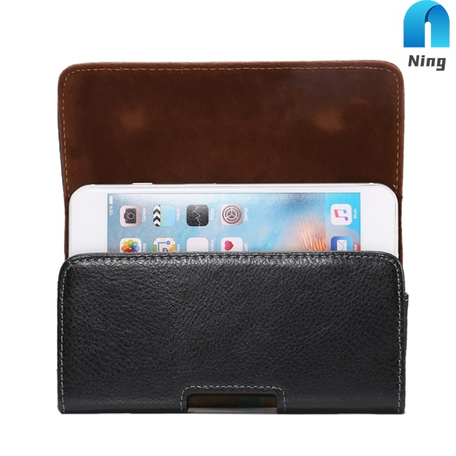 Ning Túi Đựng Điện Thoại Đeo Ngang Hông Họa Tiết Da Trái Vải Một Lớp Thông Dụng Tương Thích Với iPhone