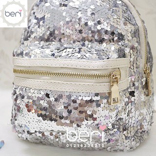 Balo thỏ sequin lấp lánh BERI (bạc) - BALO003