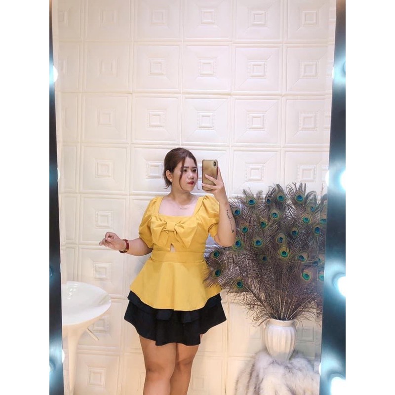 Áo peplum nơ bigsize 60=&gt;90kg( áo kiểu  bigsize)