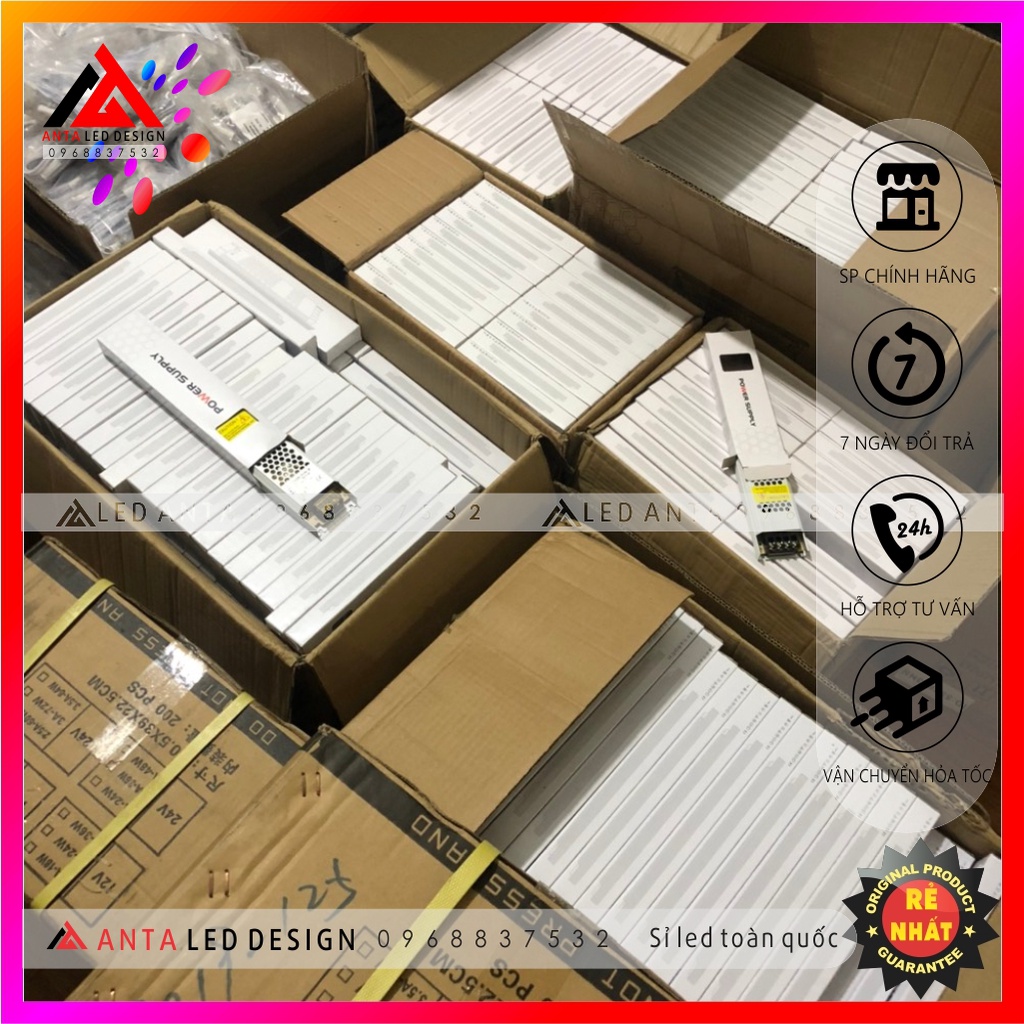 Nguồn led 12V mỏng 25A , 16,7A - 12,5A - 10A dùng cho đèn led