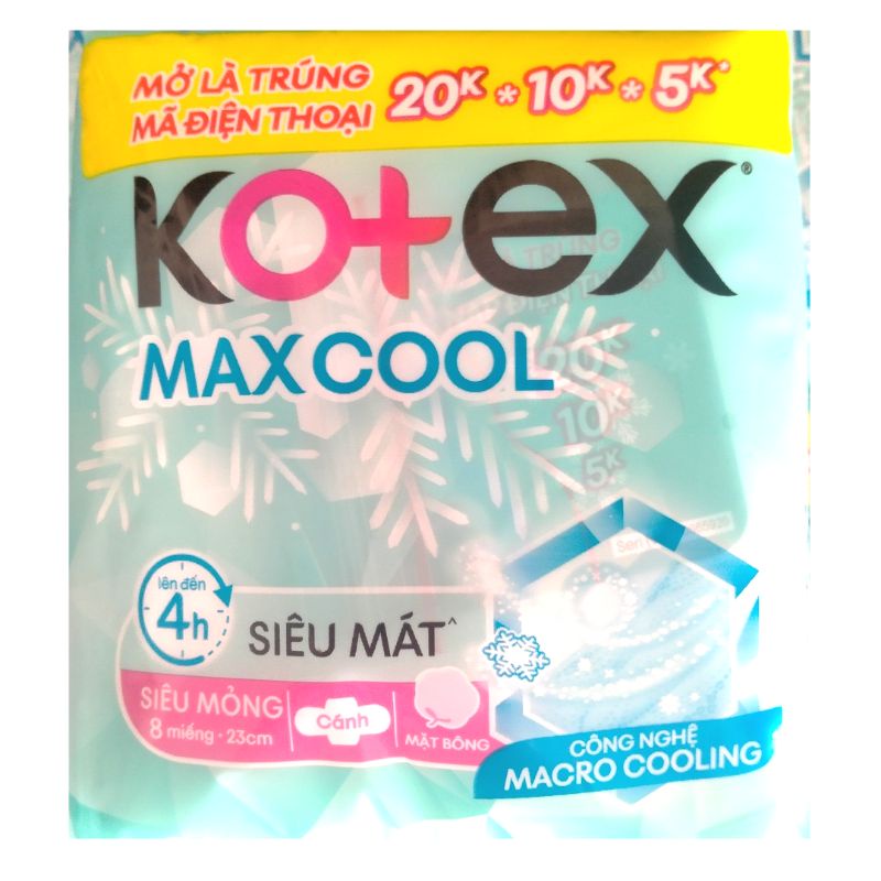 Combo 2 gói Băng vệ sinh Kotex Maxcool 8 miếng date mới