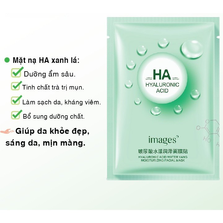 Combo 10 Mặt Nạ Giấy HA Images Dưỡng Trắng Da Mụn Cấp Ẩm Thải Độc,Mask HA